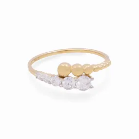 14K Yellow Gold Fashion Woman’s Ring / Stone: CZ / Size: 7 / Weight: 1.3 GR / KEEWR4FS-4