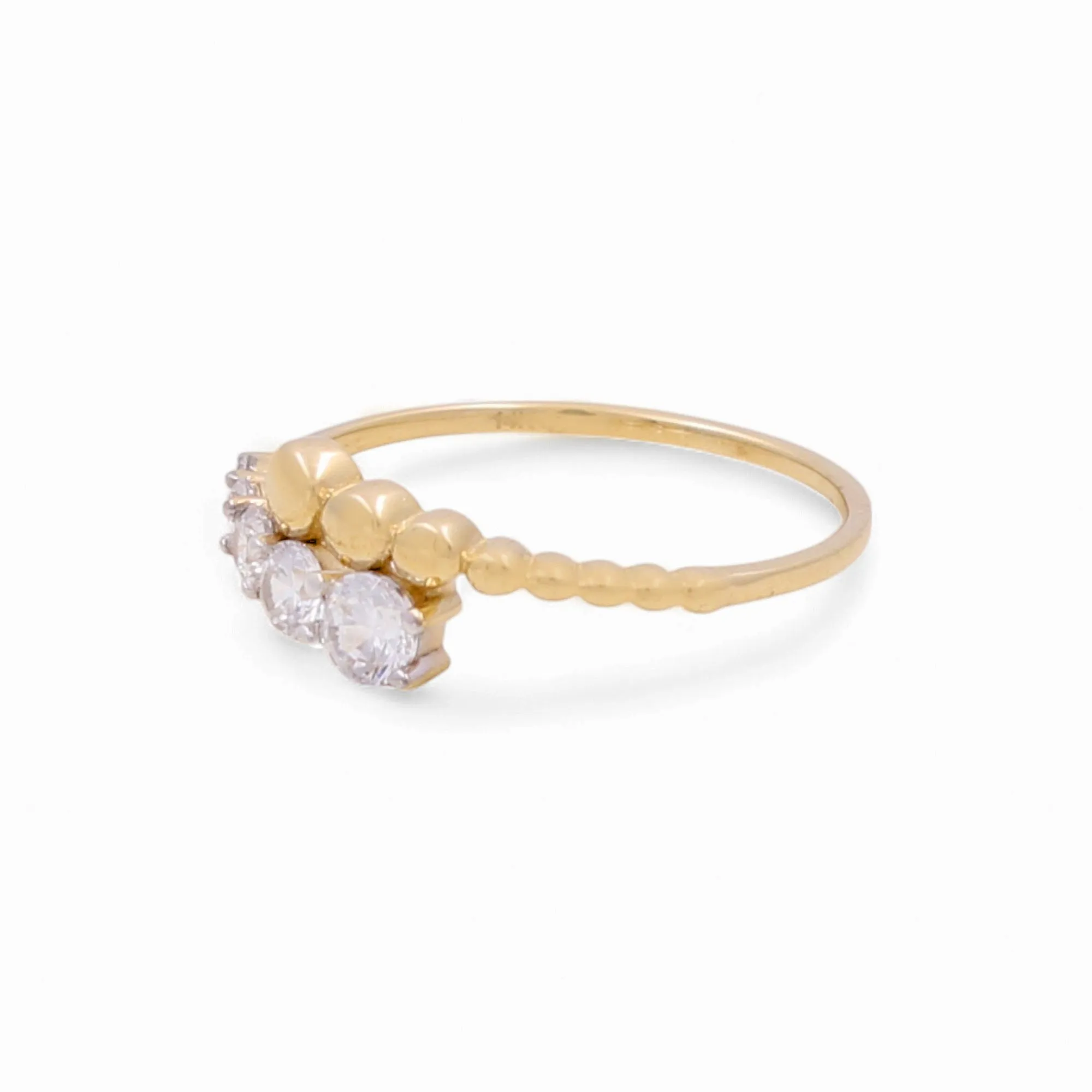 14K Yellow Gold Fashion Woman’s Ring / Stone: CZ / Size: 7 / Weight: 1.3 GR / KEEWR4FS-4