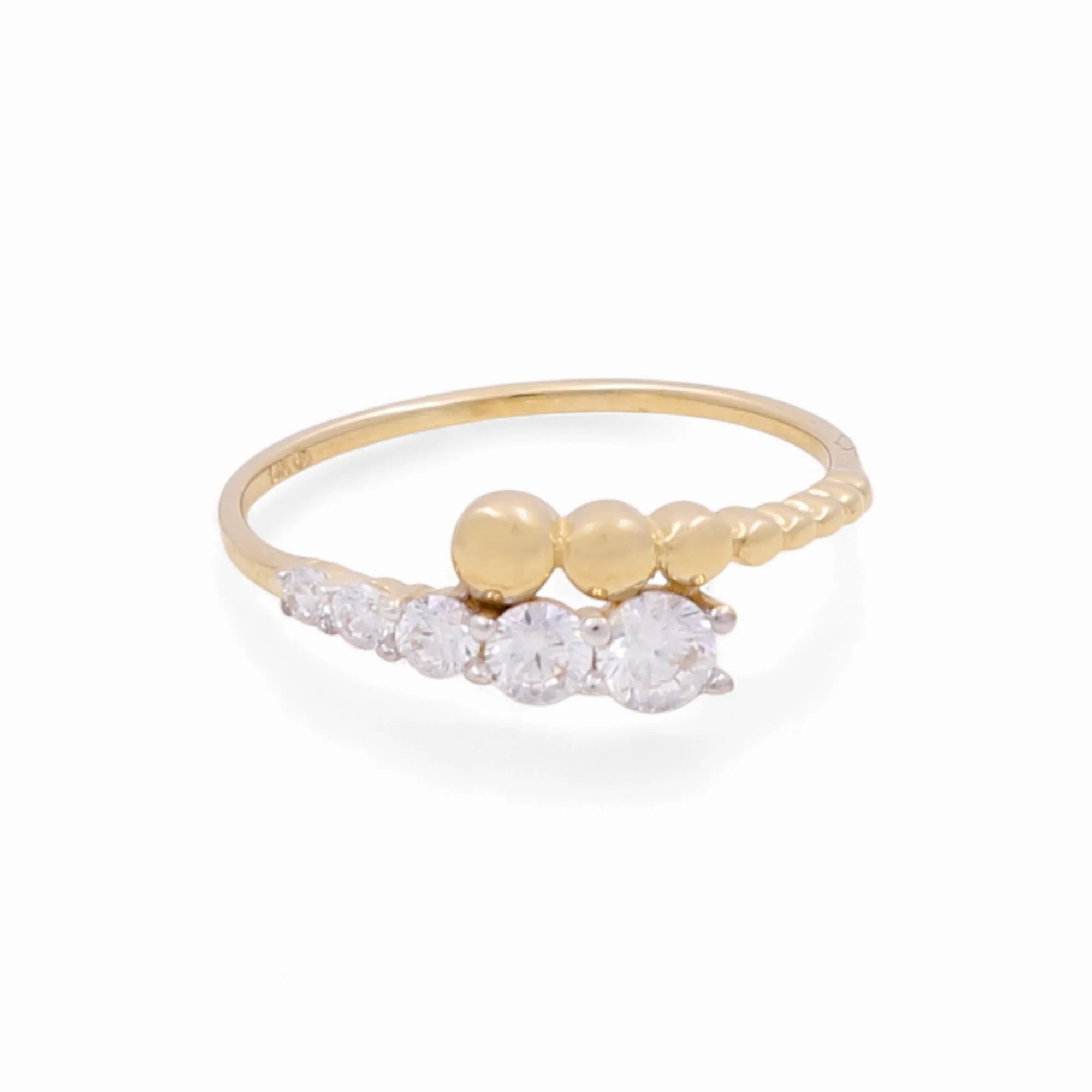 14K Yellow Gold Fashion Woman’s Ring / Stone: CZ / Size: 7 / Weight: 1.3 GR / KEEWR4FS-4
