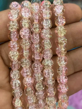 Crackle Beads 8mm - Light Pink & Light Yellow