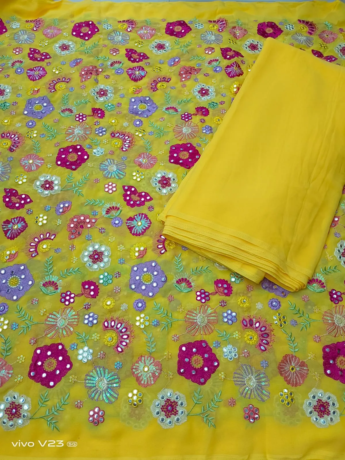 Heavy works on Georgette material for lehengas