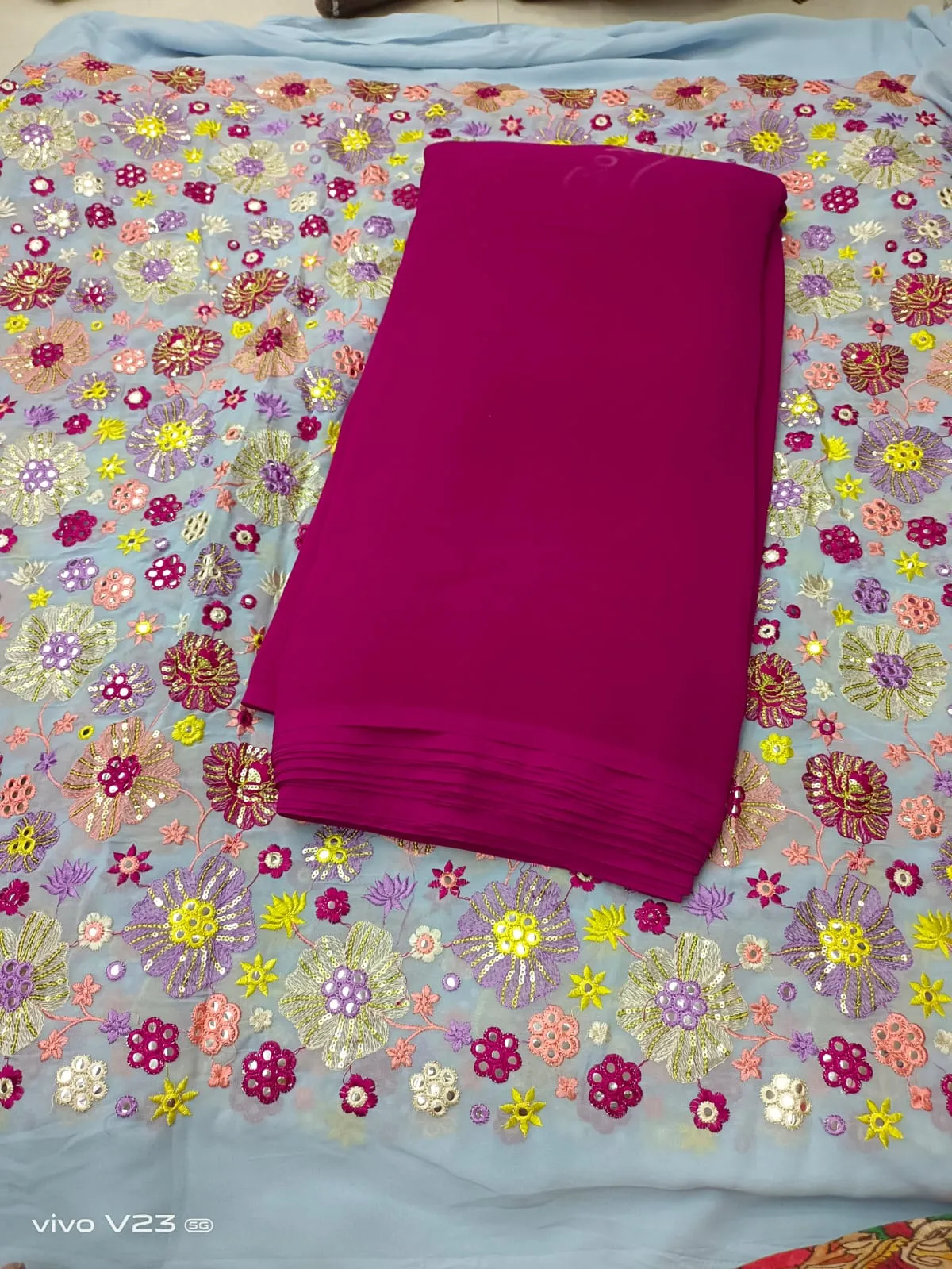 Heavy works on Georgette material for lehengas