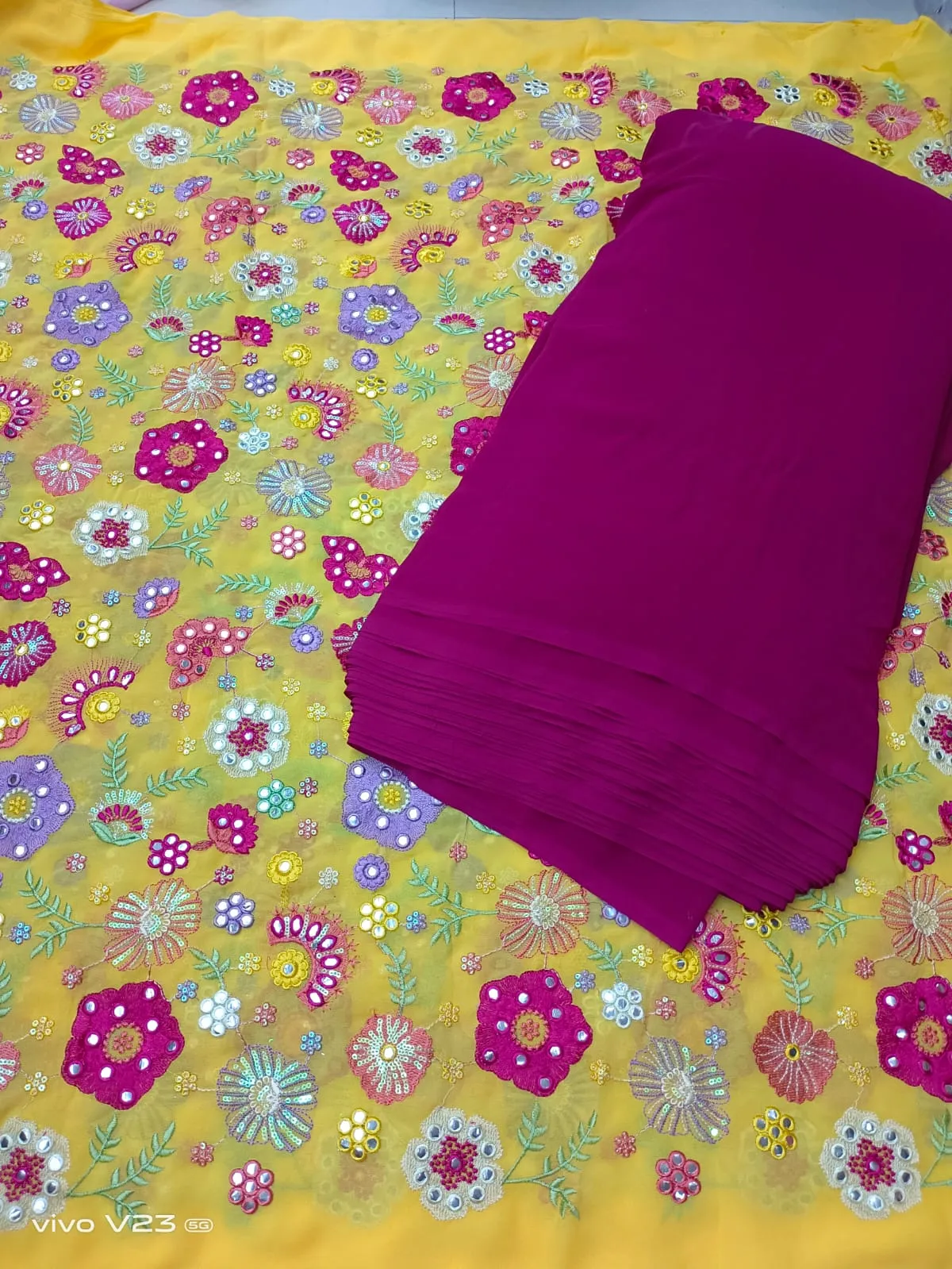 Heavy works on Georgette material for lehengas