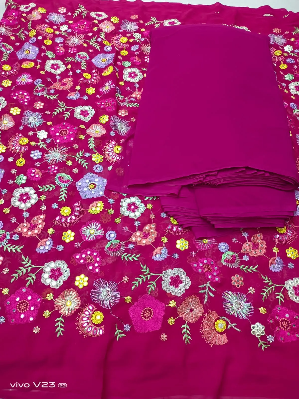 Heavy works on Georgette material for lehengas