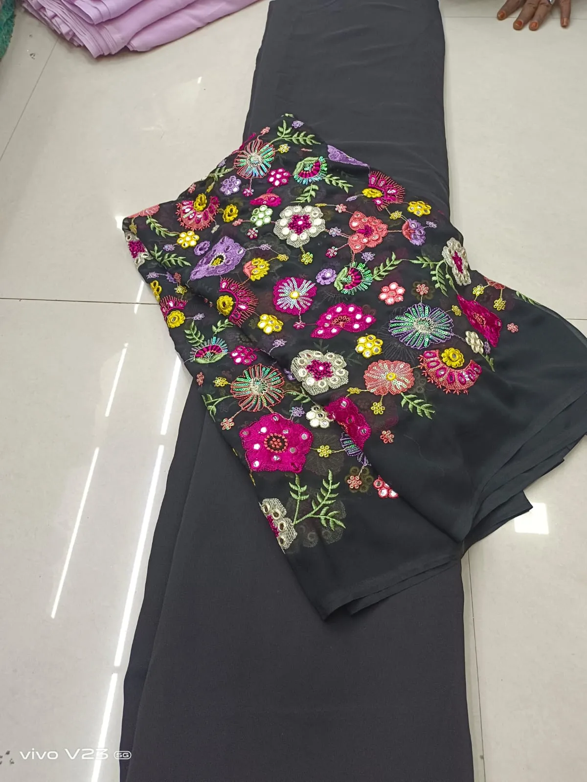 Heavy works on Georgette material for lehengas