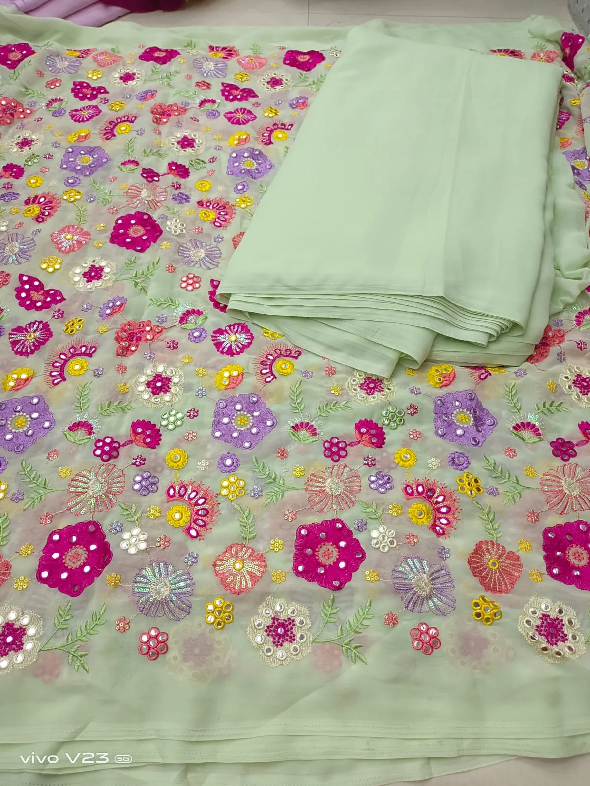 Heavy works on Georgette material for lehengas