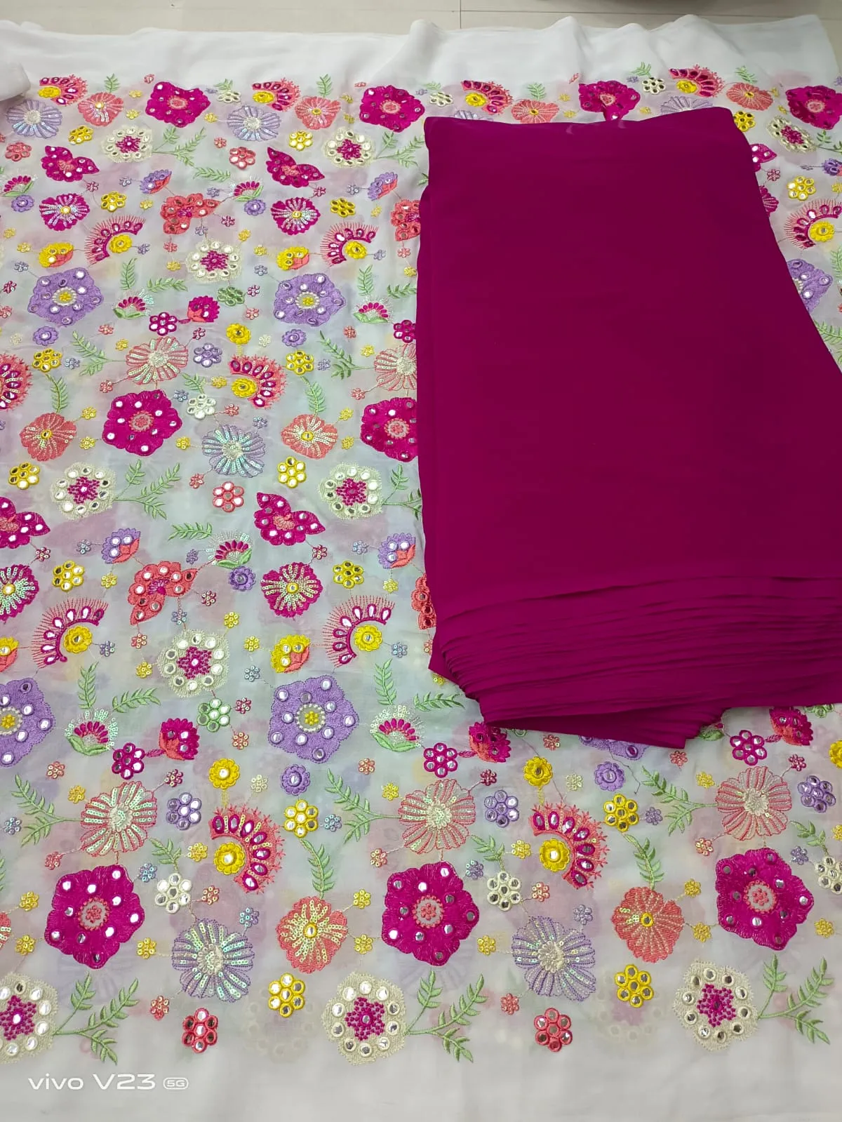 Heavy works on Georgette material for lehengas