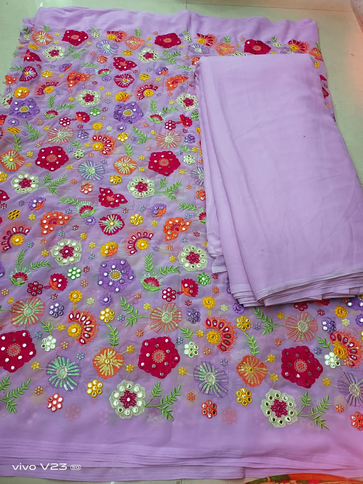 Heavy works on Georgette material for lehengas