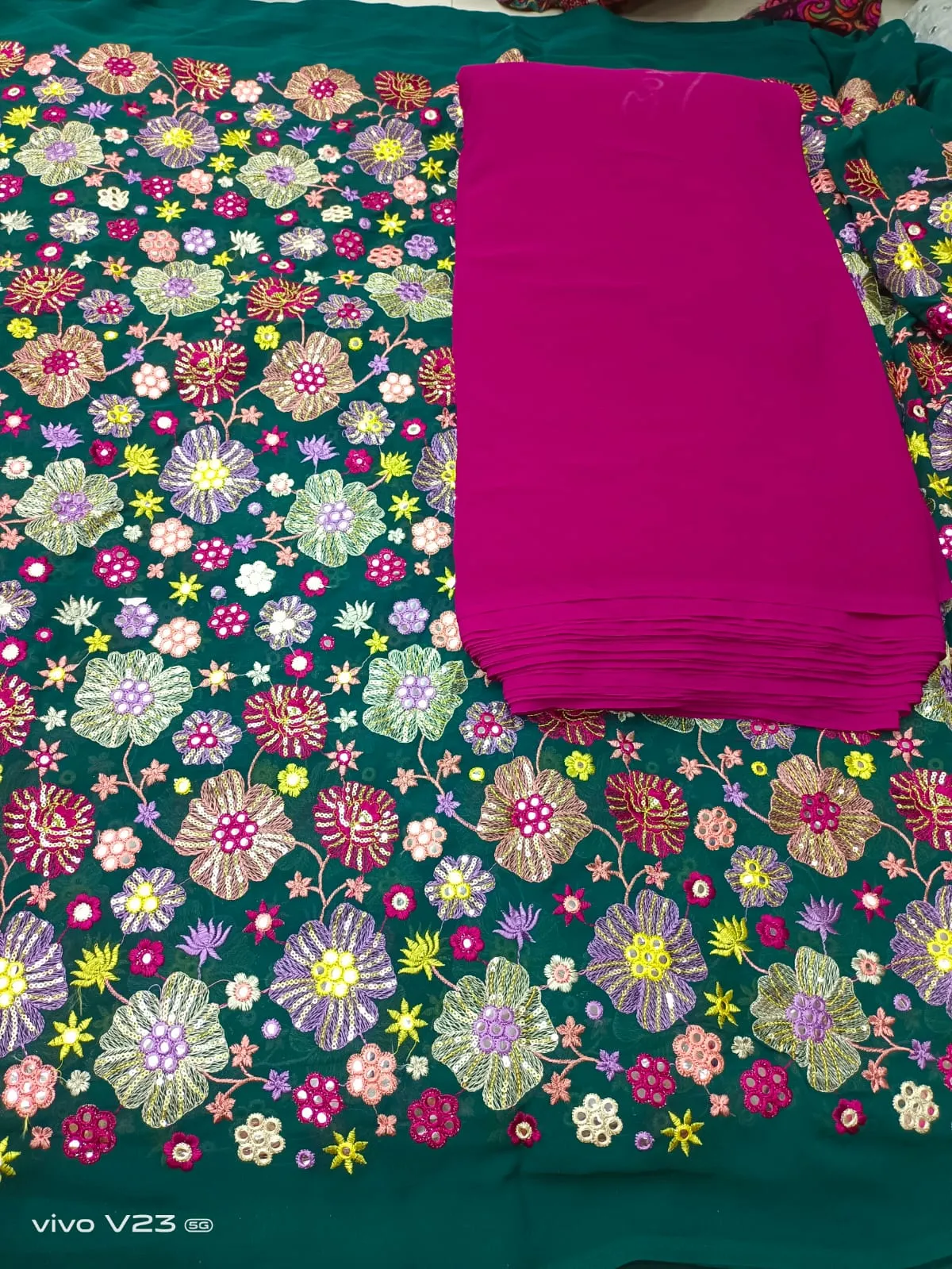 Heavy works on Georgette material for lehengas