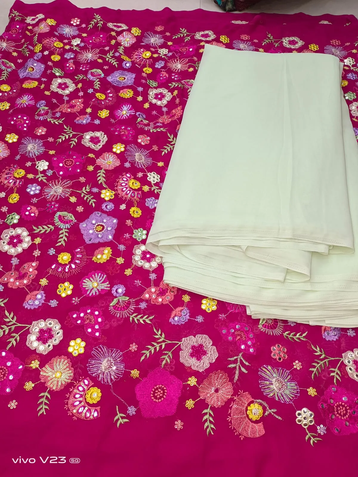 Heavy works on Georgette material for lehengas