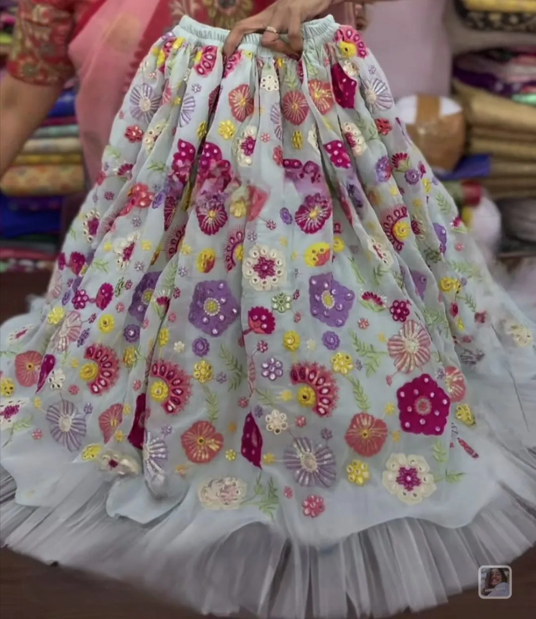 Heavy works on Georgette material for lehengas