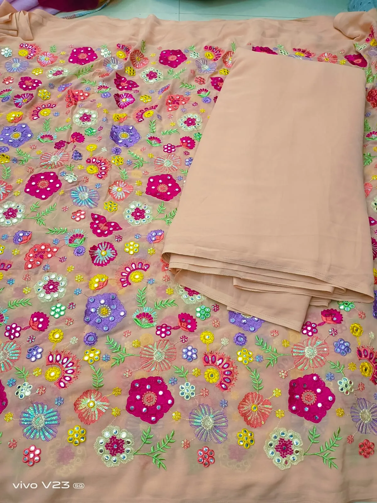 Heavy works on Georgette material for lehengas