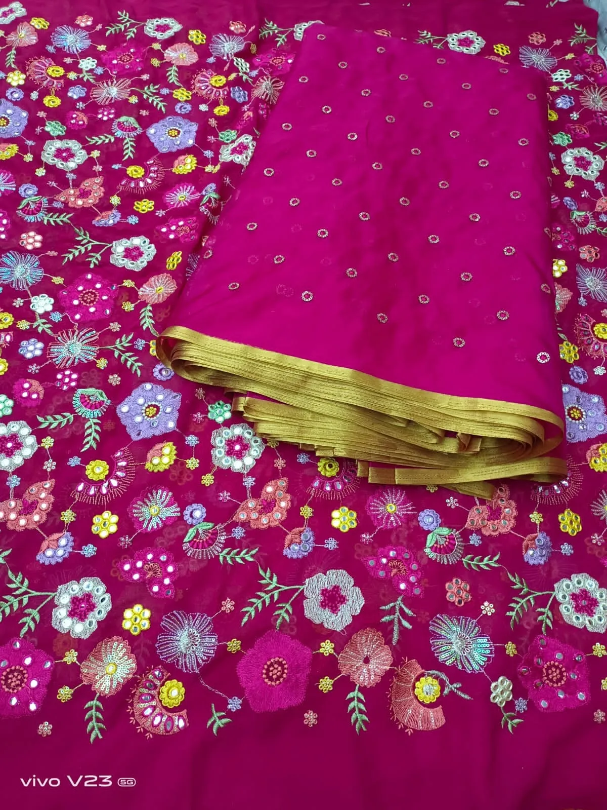 Heavy works on Georgette material for lehengas