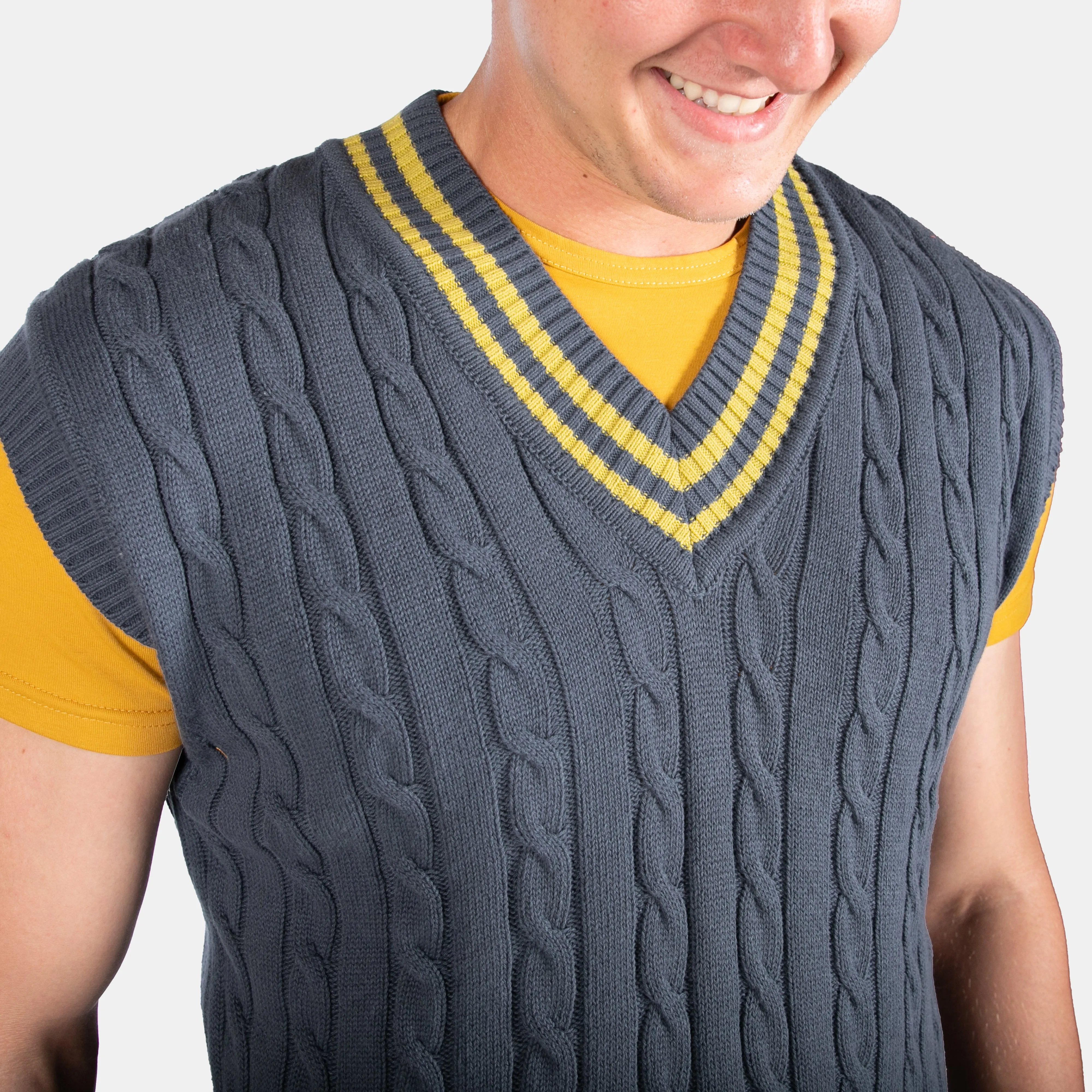 Men's Cricket Cable Traditional Preppy Striped Pullover