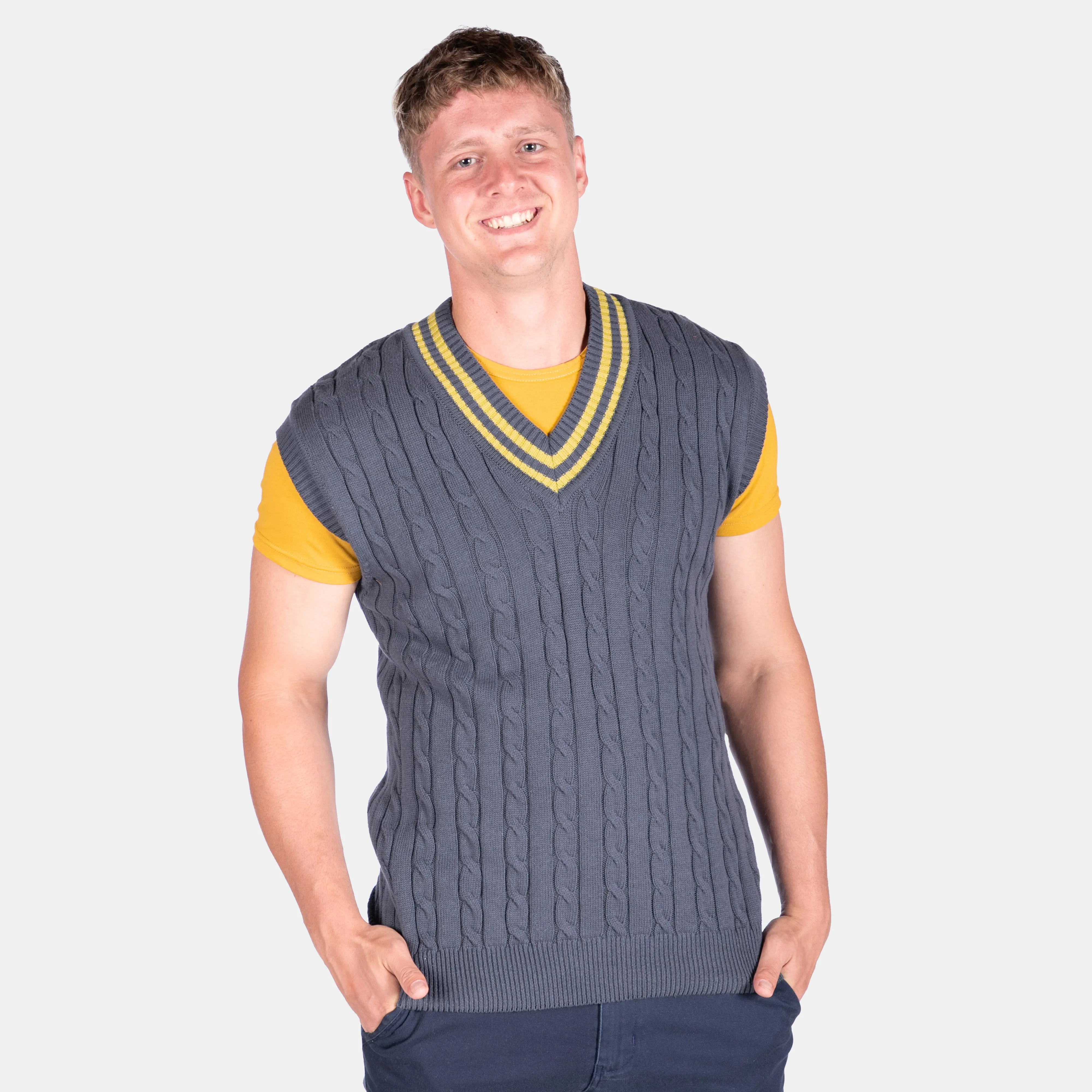 Men's Cricket Cable Traditional Preppy Striped Pullover