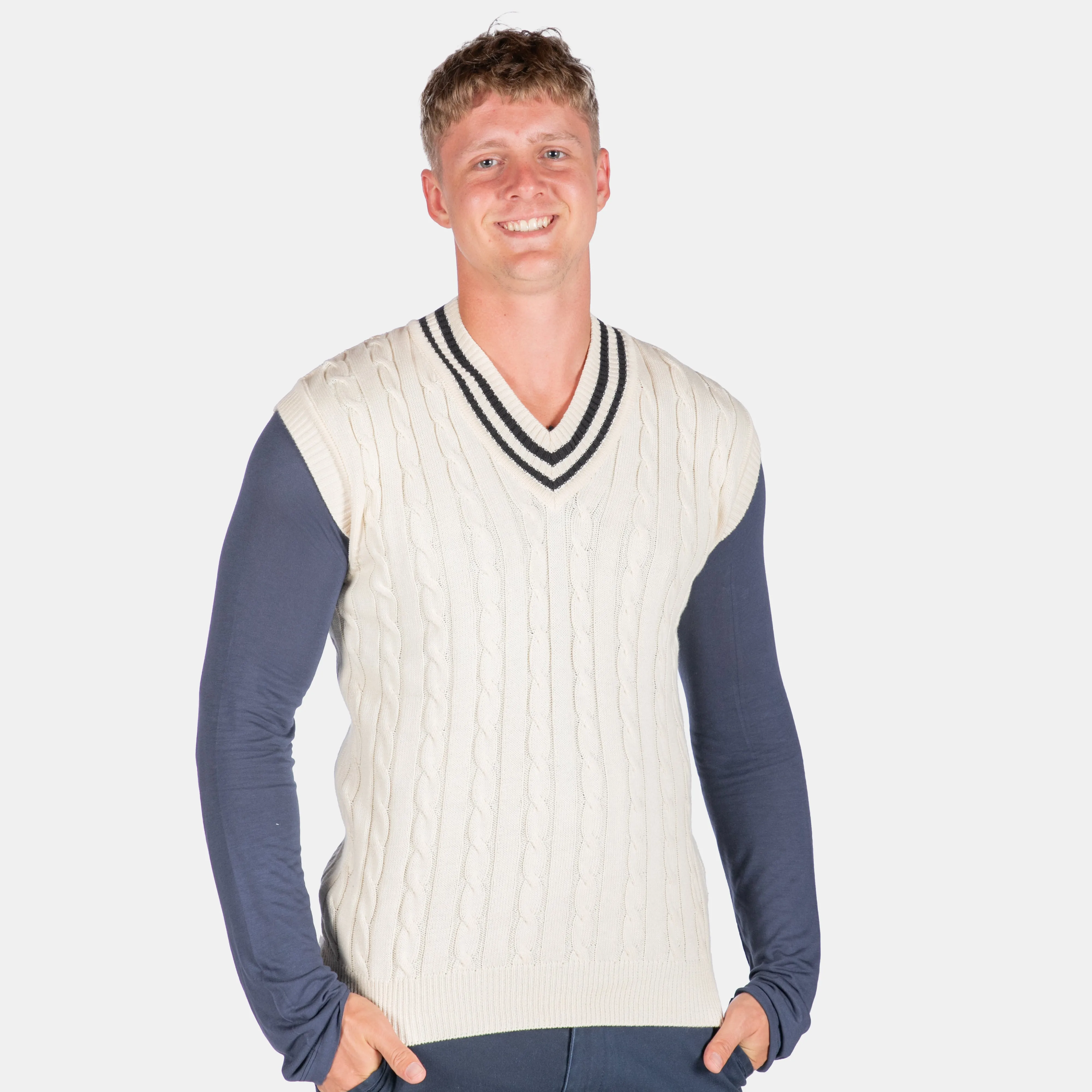 Men's Cricket Cable Traditional Preppy Striped Pullover