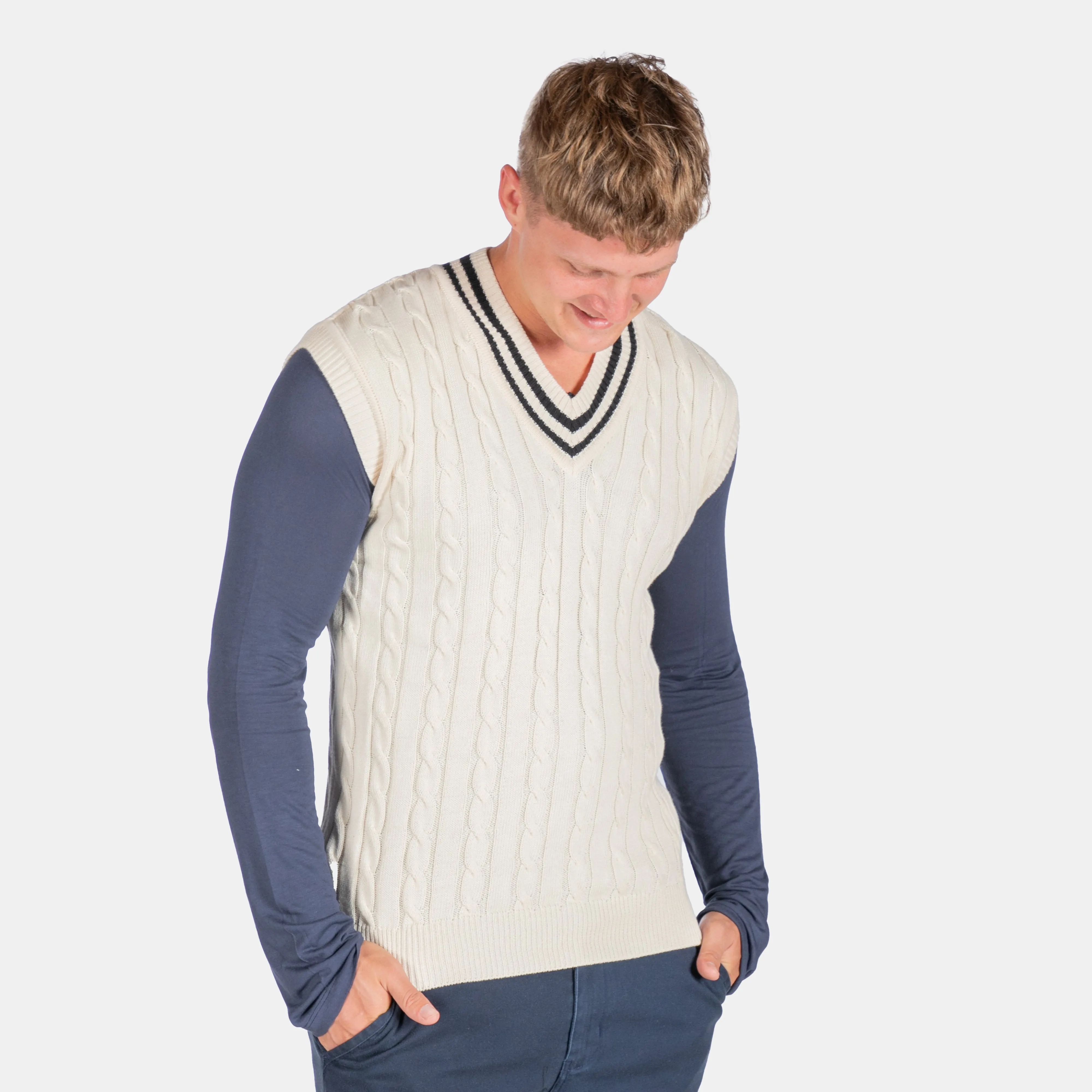 Men's Cricket Cable Traditional Preppy Striped Pullover