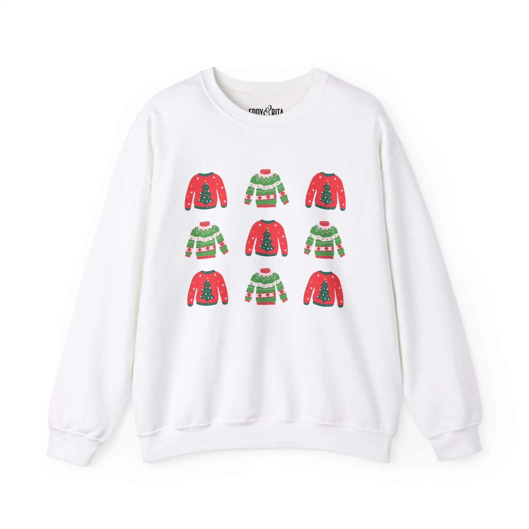 Women's Heavy Sweatshirt – "Festive Christmas Sweaters" Fun Holiday Graphic Sweatshirt