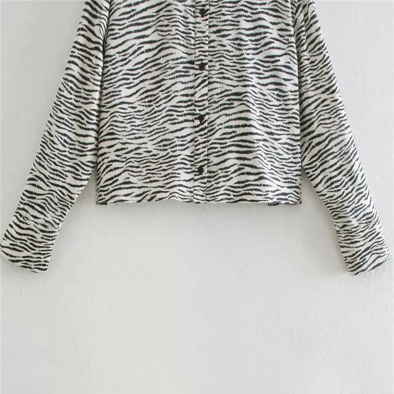 ZEBRA PRINT CROPPED SHIRT