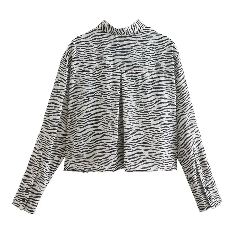 ZEBRA PRINT CROPPED SHIRT