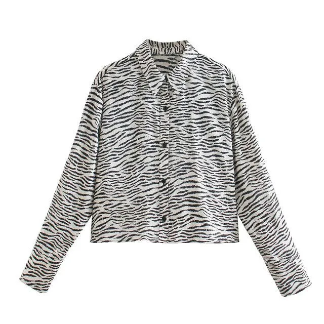 ZEBRA PRINT CROPPED SHIRT